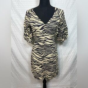 Nicholas Caftan Zebra Linen Mini Dress Size 4